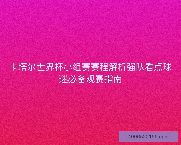卡塔尔世界杯小组赛赛程解析强队看点球迷必备观赛指南 卡塔尔世界杯小组赛赛程解析强队看点球迷必备观赛指南